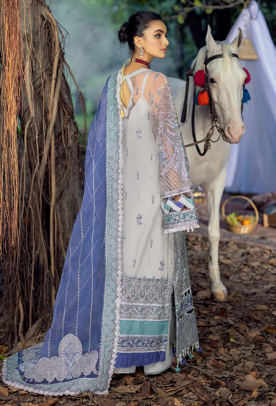 Emerald Blue - Festive Embroidered