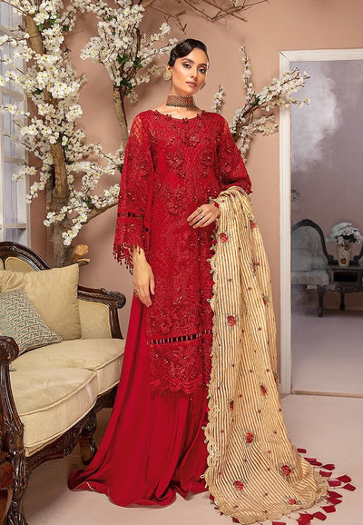 Radical Red-Luxulia Embroidered Chiffon