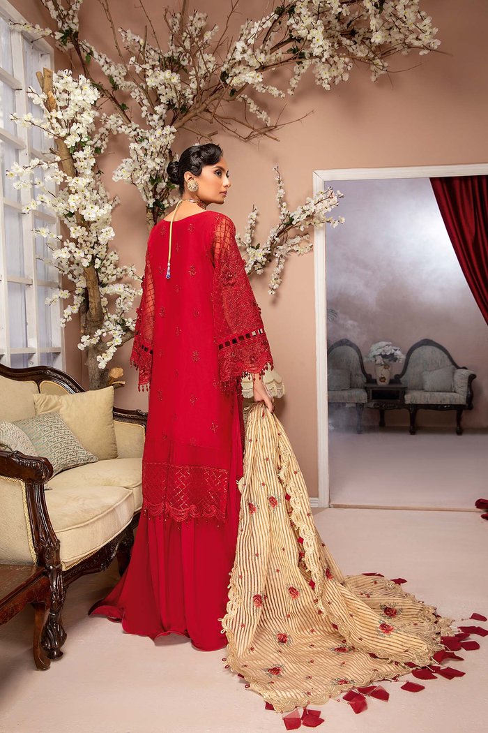 Radical Red-Luxulia Embroidered Chiffon