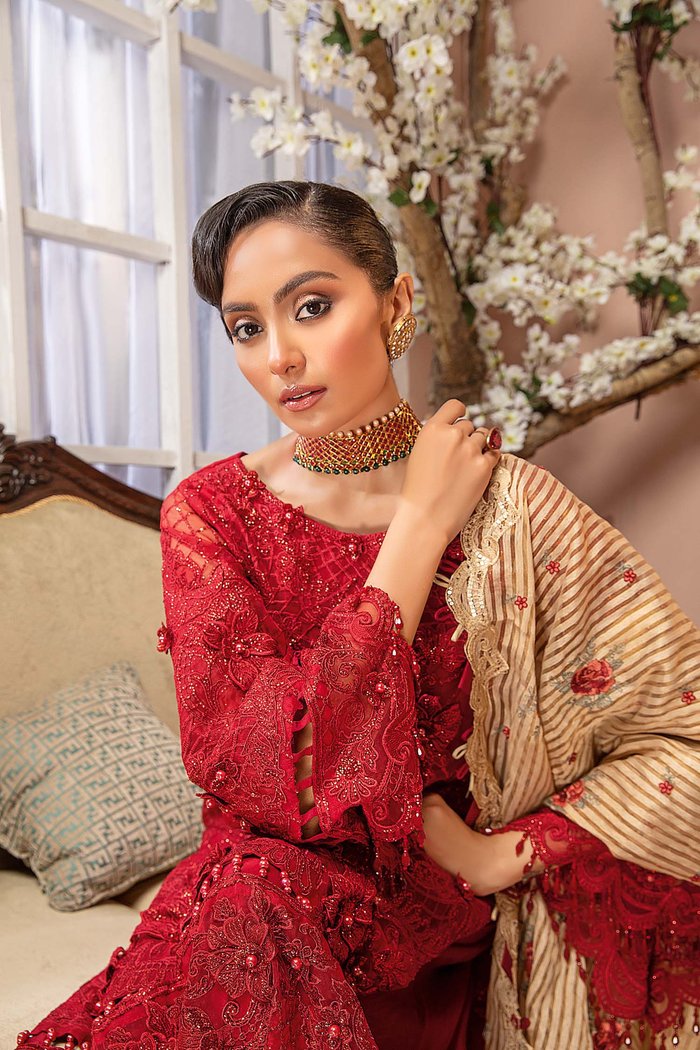 Radical Red-Luxulia Embroidered Chiffon
